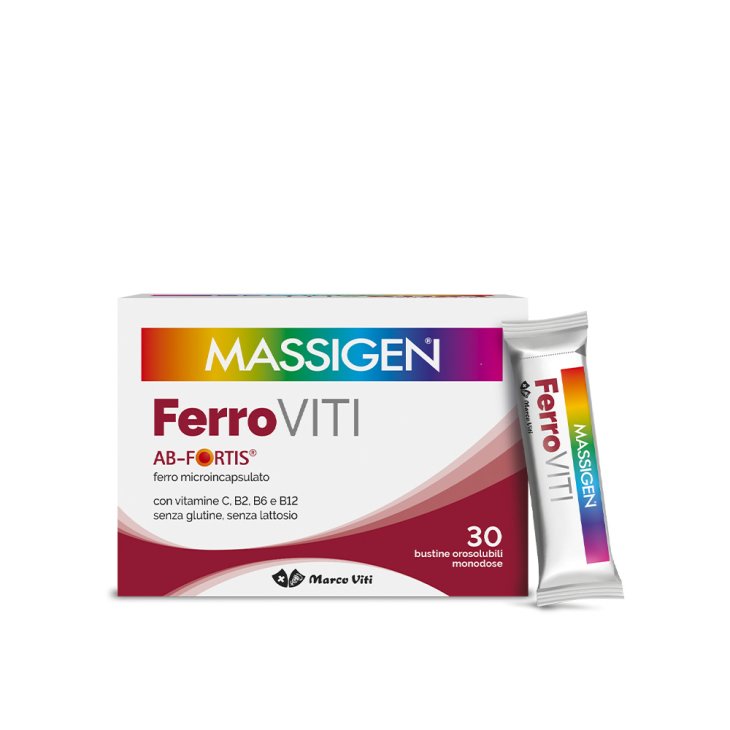 Massigen Ferroviti - Integratore alimentare a base di Ferro e Vitamine - 30 Bustine Orosolubili