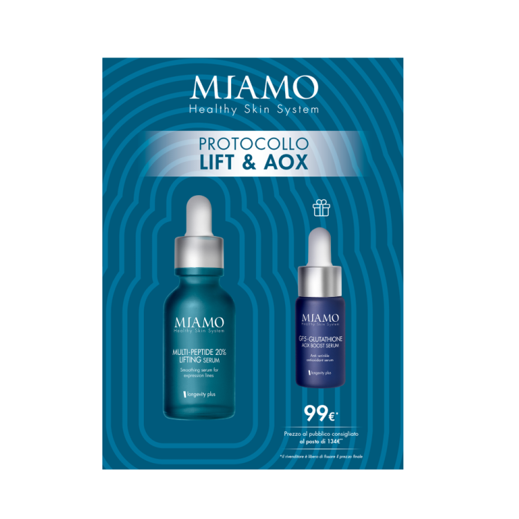 Miamo Protocollo Lift & Aox - Multi-Peptide 20% Lifting Serum 30 ml + GF5 Glutatione Aox boost serum 10 ml - Edizione limitata 2025