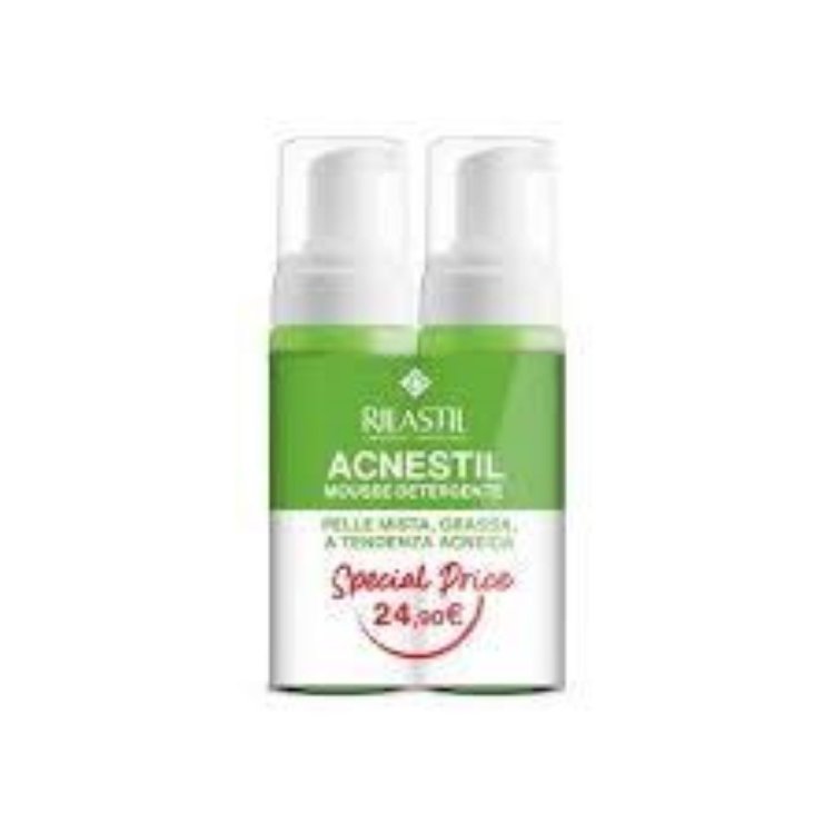 Rilastil Acnestil Mousse - Detergente viso per pelle grassa e a tendenza acneica - Confezione speciale con 2 pezzi da 165 ml ciascuno