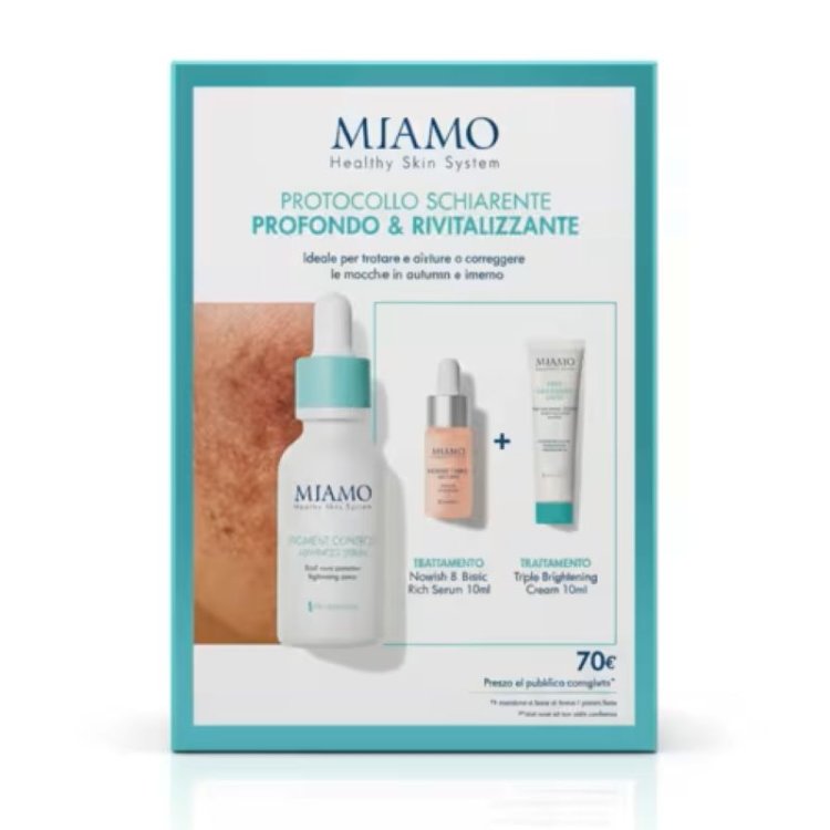 Miamo Protocollo Schiarente Profondo & Rivitalizzante Macchie Invernali - Siero viso anti-macchie 30 ml + Siero viso rigenerante 10 ml + Crema viso schiarente 10 ml Miamo Protocollo Schiarente Profondo & Rivitalizzante Macchie Invernali - Siero viso anti-macchie 30 ml + Siero viso rigenerante 10 ml + Crema viso schiarente 10 ml