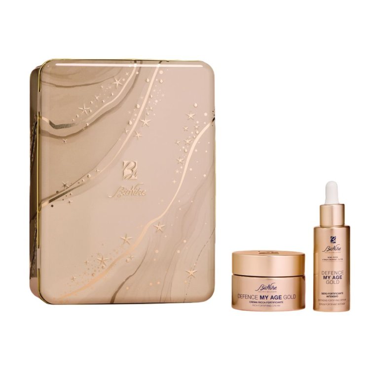 Bionike Cofanetto di Natale 2024 Defence My Age Gold - Siero fortificante intensivo 30 ml + Crema ricca fortificante 50 ml