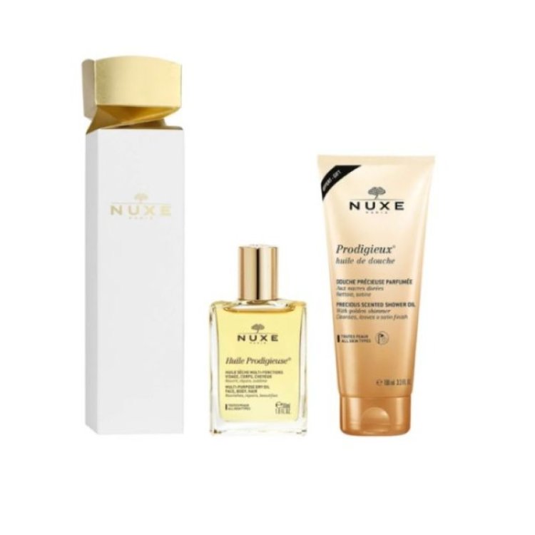 Nuxe Cofanetto Natale 2025 Cracker Huile Prodigieuse - Olio prodigioso secco 30 ml + olio doccia prodigioso 100 ml