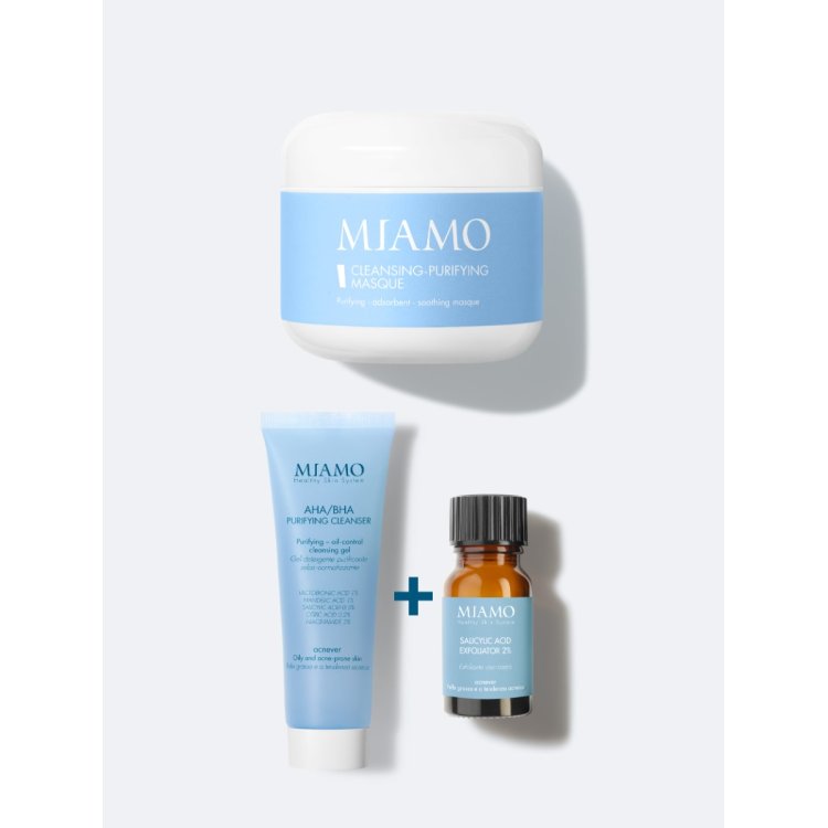 Miamo Cofanetto 2025 Protocollo Punti Neri - AHA\BHA purifying cleanser 50 ml + Salicylic acid exfoliator 2% 10 ml + Cleansing Purifying Masque 60 ml Miamo Cofanetto 2025 Protocollo Punti Neri - AHA\BHA purifying cleanser 50 ml + Salicylic acid exfoliator 2% 10 ml + Cleansing Purifying Masque 60 ml