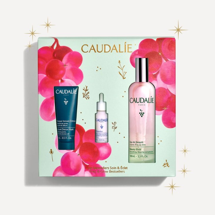 Caudalie Cofanetto di Natale 2025 Acqua Di Bellezza - Eau de Beauté 100 ml + Vinoperfect siero 10 ml + Maschera Instant Detox 15 ml