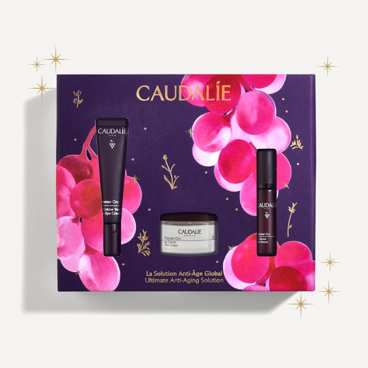 Caudalie Cofanetto di Natale 2025 Premier Cru - Crema viso 15 ml + Contorno occhi 15 ml + Siero viso 10 ml