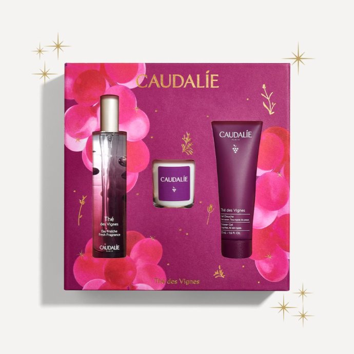 Caudalie Cofanetto di Natale 2025 The' Des Vignes - Acqua profumata 50 ml + Gel doccia 50 ml + Candela profumata