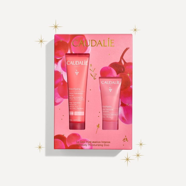 Caudalie Cofanetto di Natale 2025 Vinohydra Duo Idratazione Intensa - Crema idratazione intensa viso 60 ml + Gel detergente idratante 30 ml
