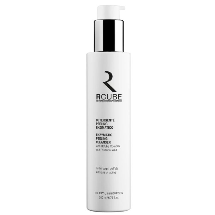 Rilastil RCube Detergente Peeling Enzimatico - Detergente viso esfoliante e illuminante - 200 ml