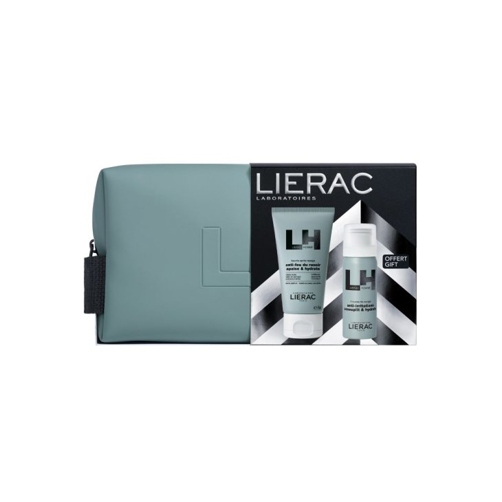 Lierac Cofanetto Natale Uomo 2025 Dopobarba - Balsamo dopobarba idratante 75 ml + Schiuma da barba 150 ml + Trousse