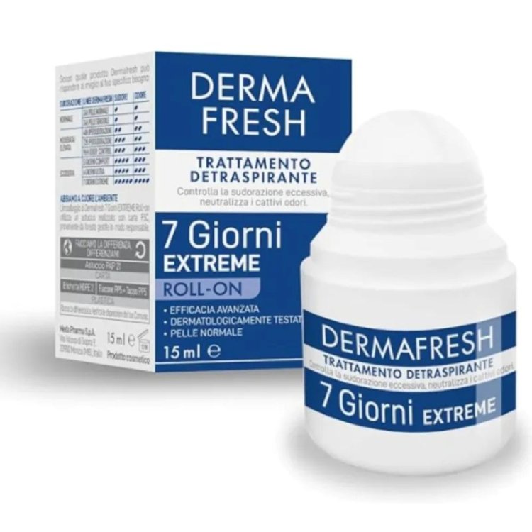 Dermafresh Deodorante 7 Giorni Extreme Roll On - Trattamento detraspirante per sudorazione intensa - 15 ml Dermafresh Deodorante 7 Giorni Extreme Roll On - Trattamento detraspirante per sudorazione intensa - 15 ml