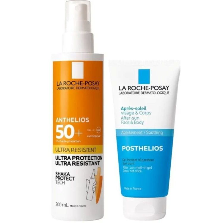 Anthelios Spray Solare Invisibile SPF 50+ + Posthelios Gel Doposole - Protezione solare molto alta 200 ml + Doposole emolliente 75 ml
