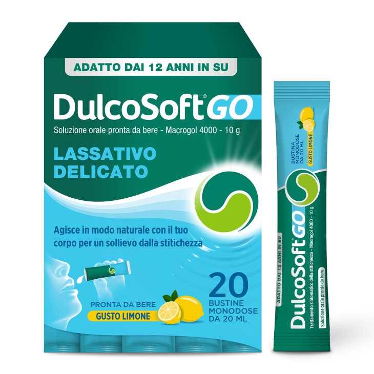 Dulcosoft Go - Lassativo Delicato con Macrogol 4000 per stitichezza e intestino pigro - 20 stick Dulcosoft Go - Lassativo Delicato con Macrogol 4000 per stitichezza e intestino pigro - 20 stick