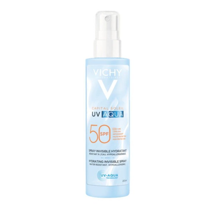 Vichy Capital Soleil Uv Aqua Spray Invisibile Idratante SPF50 - Protezione solare per viso e corpo - 200 ml