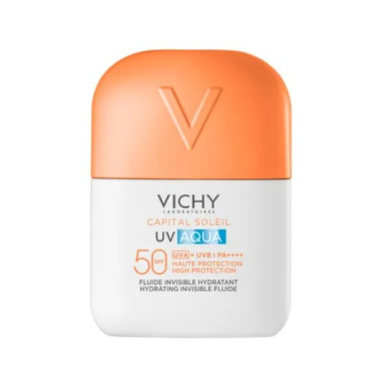 Vichy Capital Soleil Uv Aqua Fluido Idratante Invisibile SPF50 - Protezione solare molto alta per contorno occhi - 50 ml Vichy Capital Soleil Uv Aqua Fluido Idratante Invisibile SPF50 - Protezione solare molto alta per contorno occhi - 50 ml