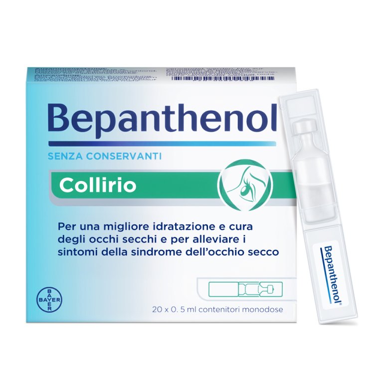 Bepanthenol Collirio - Collirio per occhio secco - 20 flaconi monodose da 0,5 ml ciascuno