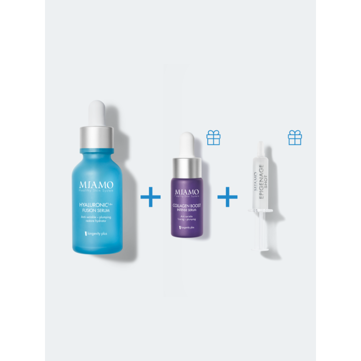 Miamo Protocollo Plump&Fill - Hyaluronic14+ Fusion serum30 ml + Collagen Boost 10 ml + Epigenage Shot 1 ml - Ideale per rughe da disidratazione
