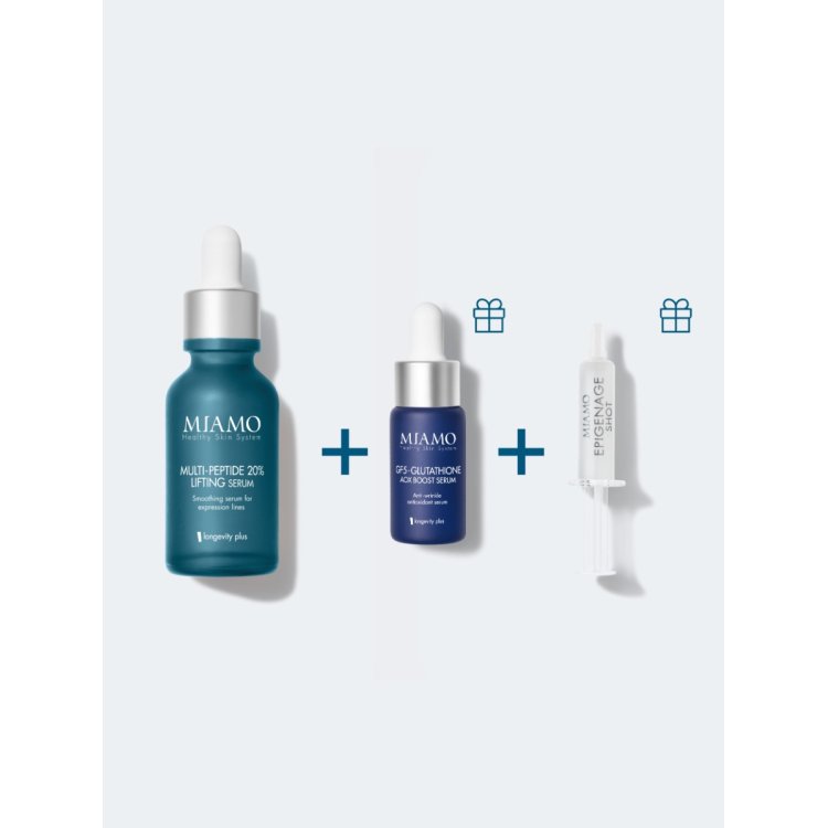 Miamo Protocollo Lift&Aox - Multi peptide 30 ml + Glutathione GF5 10 ml + Epigenage shot 1 ml - Ideale per rughe d'espressione e colorito spento