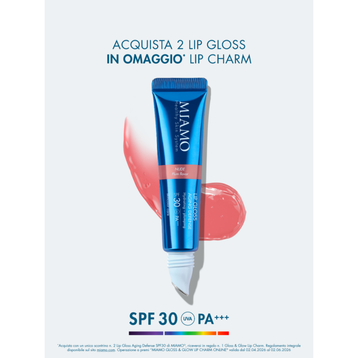 Miamo Lip Gloss Aging Defense SPF30 - Nuance Nude - Gloss idratante e volumizzante labbra - 15 ml