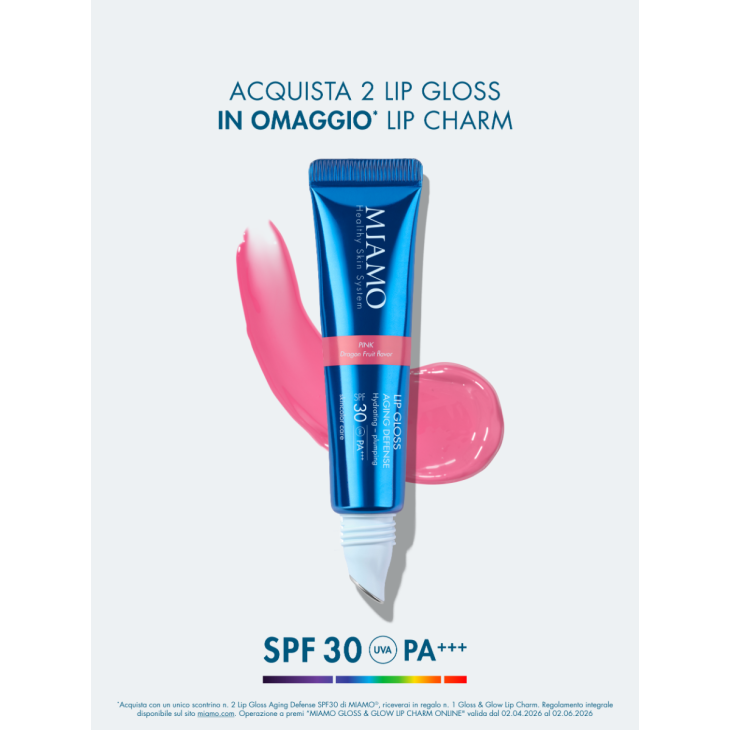 Miamo Lip Gloss Aging Defense SPF30 - Nuance Pink - Gloss idratante e volumizzante labbra - 15 ml