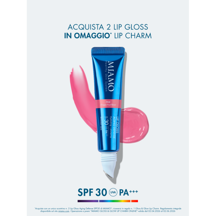 Miamo Lip Gloss Aging Defense SPF30 - Nuance Pink - Gloss idratante e volumizzante labbra - 15 ml