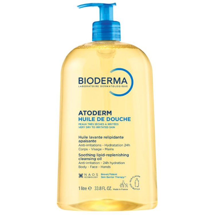 Bioderma Atoderm Huile de Douche - Detergente quotidiano per pelle secca, sensibile e a tendenza atopica - 1 litro