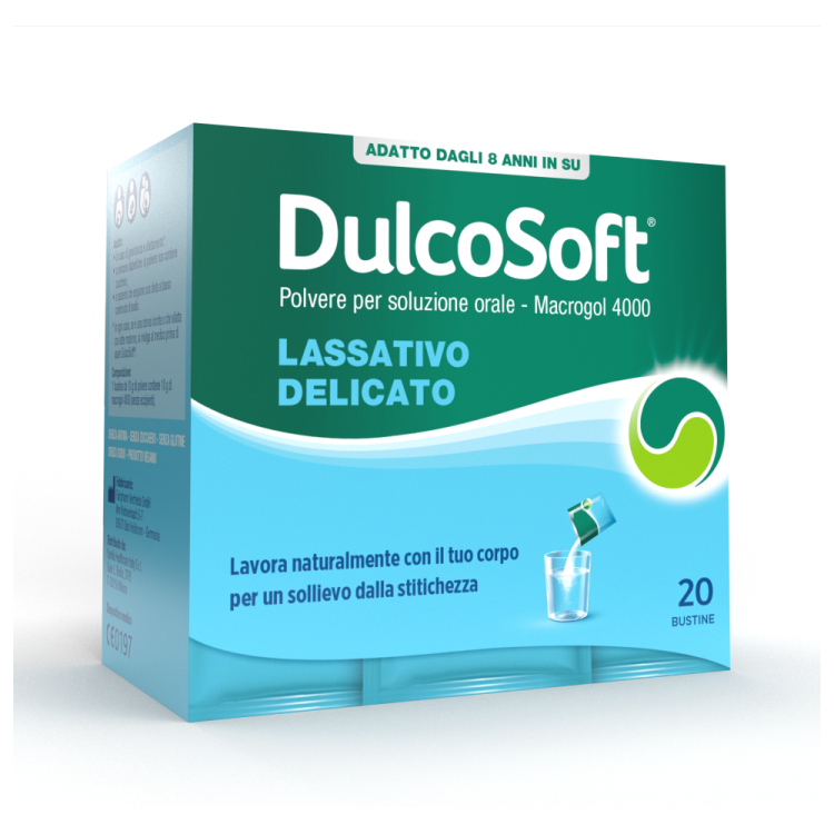 DulcoSoft - Polvere per soluzione orale - Lassativo a base di Macrogol per il trattamento della stitichezza occasionale - 20 bustine