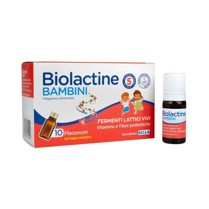Biolactine Bambini - Integratore con 5 miliardi di fermenti lattici vivi - 8+2 flaconcini