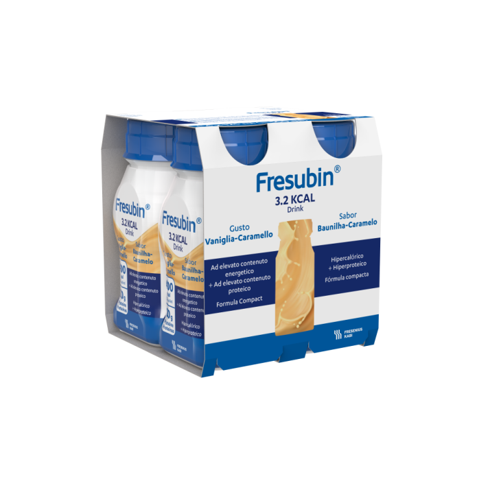 Fresubin 3.2 kcal Drink Vaniglia e Caramello - Per pazienti malnutriti e con aumentato fabbisogno energetico - 4 flaconi da 125 ml ciascuno Fresubin 3.2 kcal Drink Vaniglia e Caramello - Per pazienti malnutriti e con aumentato fabbisogno energetico - 4 flaconi da 125 ml ciascuno