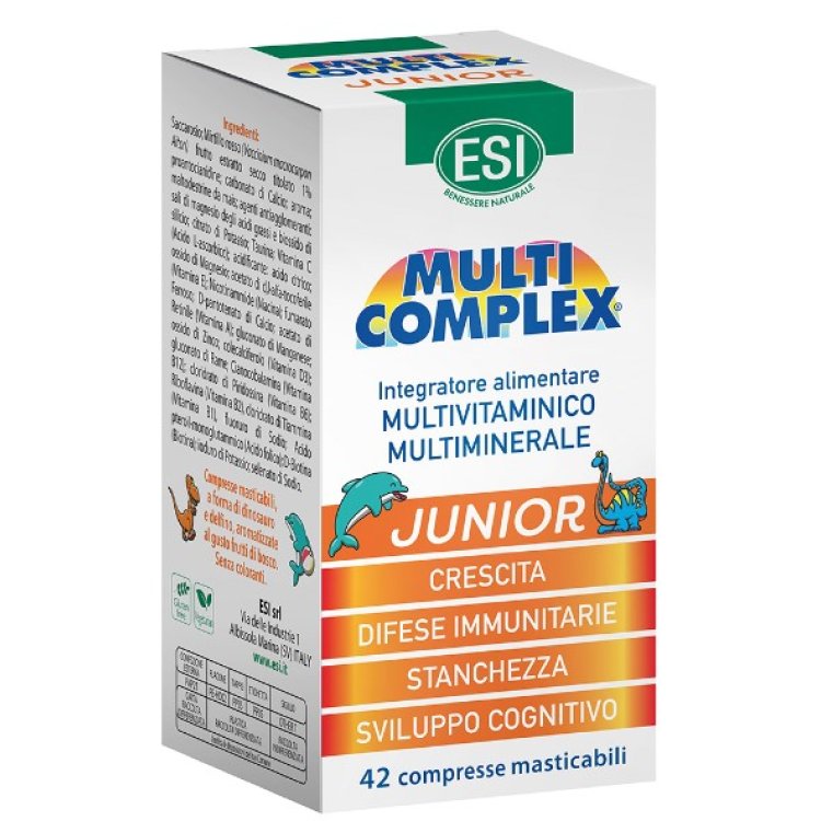 Esi Multicomplex Junior Dinosauri - Integratore multivitaminico e multiminerale per bambini dai 3 anni - 42 compresse masticabili