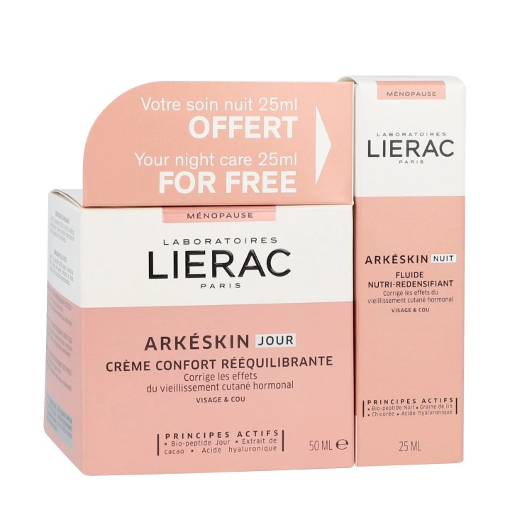 Lierac Cofanetto Arkeskin Crema viso da giorno 50 ml + Fluido viso notte 25 ml - Ideale per donne in menopausa