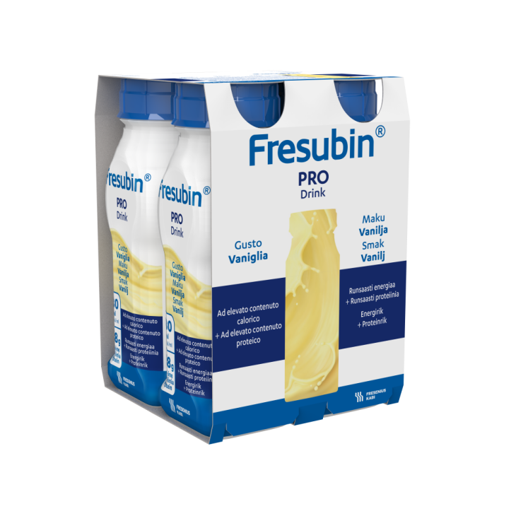 Fresubin Pro Drink Vaniglia - Alimento a fini medici speciali ad elevato contenuto calorico e proteico per malnutrizione - 4 flaconi da 200 ml ciascuno Fresubin Pro Drink Vaniglia - Alimento a fini medici speciali ad elevato contenuto calorico e proteico per malnutrizione - 4 flaconi da 200 ml ciascuno