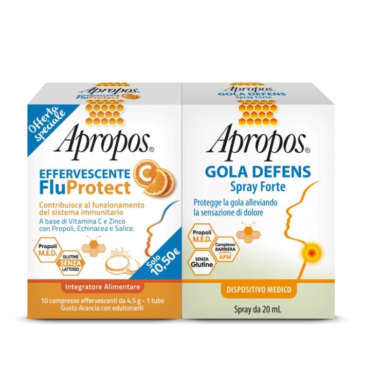 Apropos Gola Defens Spray Forte + Compresse effervescenti alla vitamina C - Per mal di gola e difese immunitarie