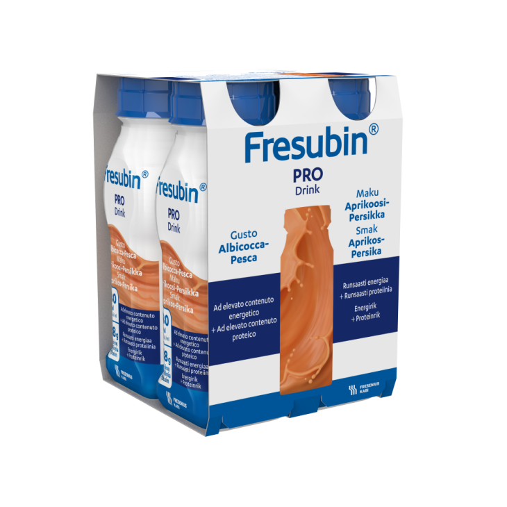 Fresubin Pro Drink Albicocca e Pesca - Alimento a fini medici speciali ad elevato contenuto calorico e proteico per malnutrizione - 4 flaconi da 200 ml ciascuno Fresubin Pro Drink Albicocca e Pesca - Alimento a fini medici speciali ad elevato contenuto calorico e proteico per malnutrizione - 4 flaconi da 200 ml ciascuno