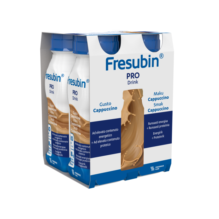 Fresubin Pro Drink Cappuccino - Alimento a fini medici speciali ad elevato contenuto calorico e proteico per malnutrizione - 4 flaconi da 200 ml ciascuno
