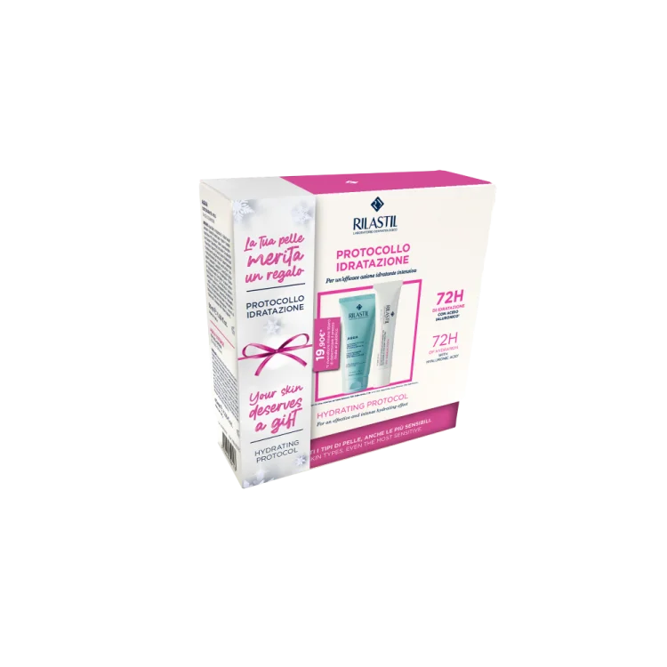Rilastil Cofanetto di Natale Aqua - Protocollo idratazione - Detergente viso 50 ml + Gel crema 72h 40 ml