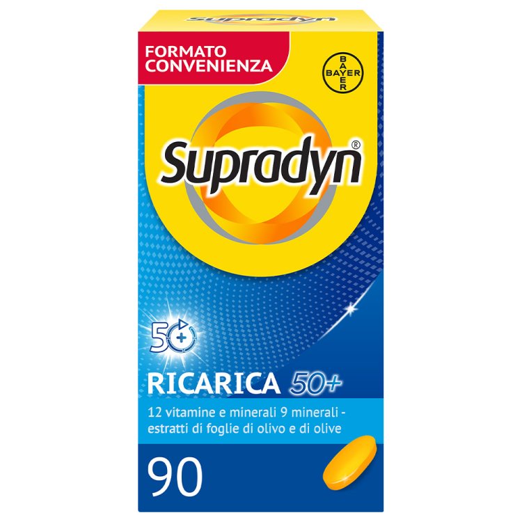 Supradyn Ricarica 50+ - Integratore antiossidante ed energizzante per adulti oltre i 50 anni - 90 Compresse rivestite