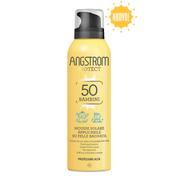 Angstrom Kids Mousse Solare SPF50 - Protezione solare per bambini applicabile su pelle bagnata - 150 ml