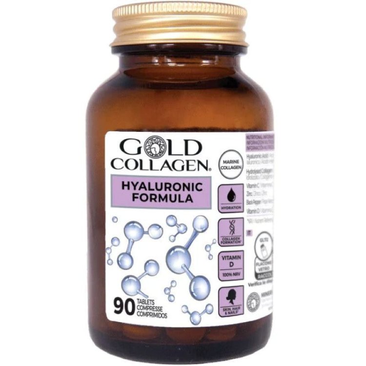 Gold Collagen Hyaluronic Formula - Integratore alimentare per capelli, pelle e unghie - 90 compresse