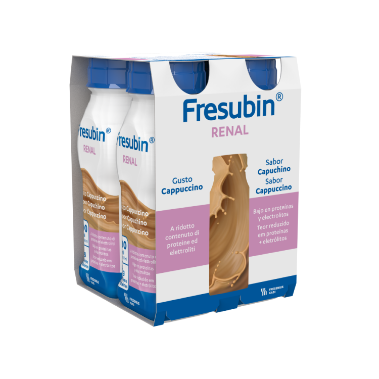 Fresubin Renal Cappuccino - Supplemento nutrizionale per pazienti con malnutrizione e malattia cronica renale - 4 flaconi da 200 ml ciascuno