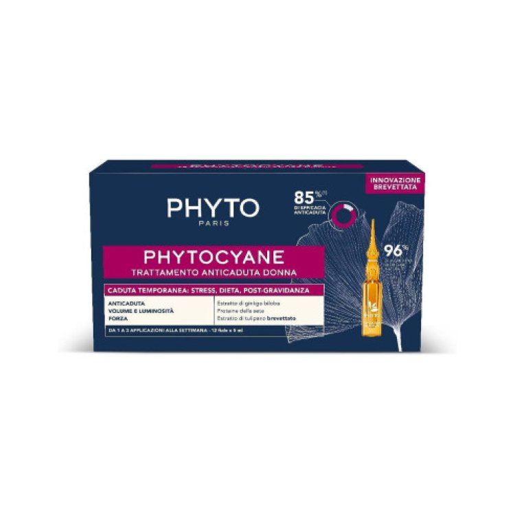 Phyto Phytocyane Kit Donna - Fiale caduta temporanea + shampoo rivitalizzante - 12 fiale - 1 mese di trattamento