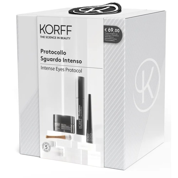 Korff Cofanetto di Natale 2023 Protocollo Sguardo Intenso - Eyeliner vinile + Mascara Prodigious + Eye Zone contorno occhi antirughe