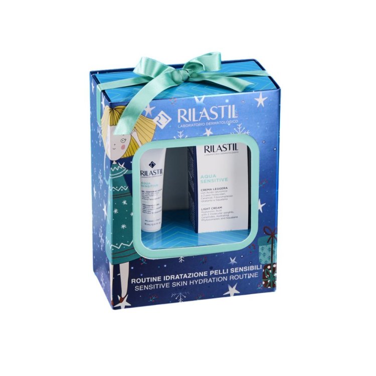Rilastil Cofanetto di Natale 2025 Idratazione - Aqua detergente viso 50 ml + Aqua Sensitive Crema Leggera 40 ml