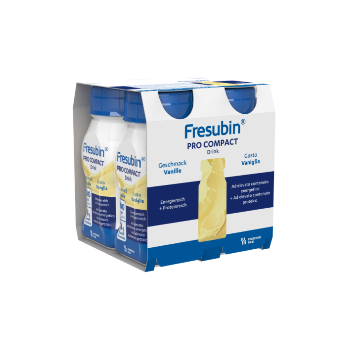 Fresubin Pro Drink Vaniglia Compact - Supplemento nutrizionale ad elevato contenuto calorico e proteico per malnutrizione - 4 flaconi da 125 ml ciascuno Fresubin Pro Drink Vaniglia Compact - Supplemento nutrizionale ad elevato contenuto calorico e proteico per malnutrizione - 4 flaconi da 125 ml ciascuno