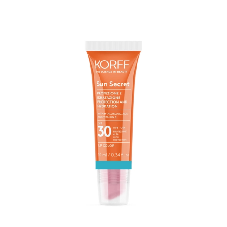 Korff Sun Secret Lip Color 01 SPF 30 - Protezione solare alta effetto gloss - Tonalità transparent turquoise - 10 ml