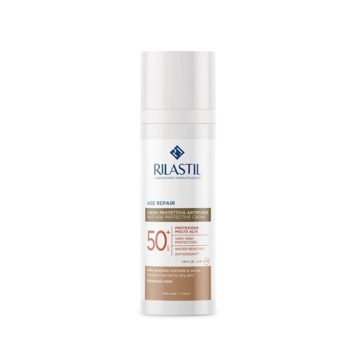 Rilastil Sun System Age Repair Color Crema Antirughe SPF50+ - Crema solare viso antietà colorata - 50 ml