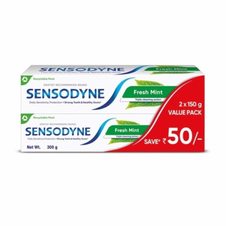 Sensodyne F-Previon Dentifricio Bipacco - Protegge dalla sensibilità dentale fino 24 ore - Gusto menta - 2 x 75 ml 