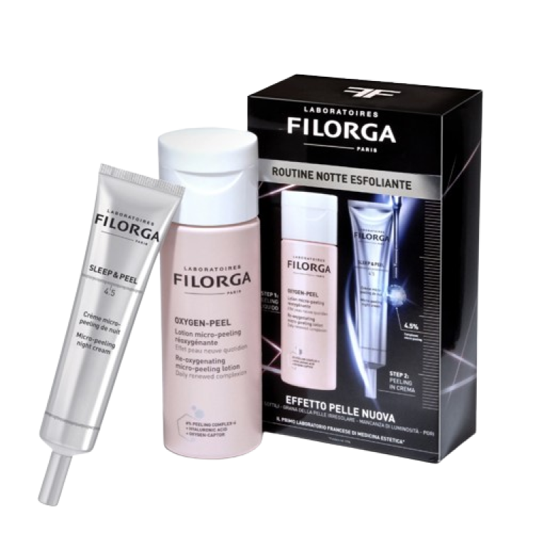 Filorga Routine Notte Esfoliante - Oxygen peel lozione micropeeling 150 ml + Sleep & Peel crema notte micropeeling 40 ml