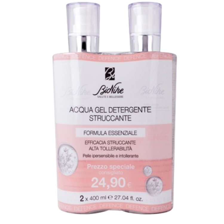 Bionike Defence Acqua Gel Detergente Struccante Bi-Pack - Adatto per pelle ipersensibile e intollerante - 2 x 400 ml