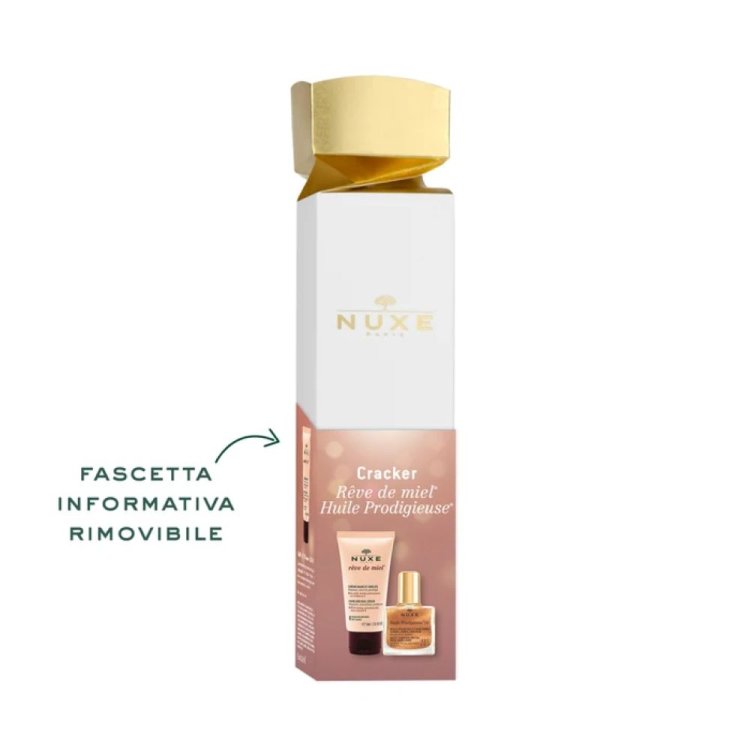 Nuxe Cofanetto di Natale 2024 Cracker Mani - Crema mani Reve De Miel 50 ml + mini Olio Prodigioso oro 10 ml
