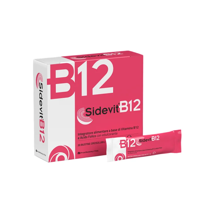 Sidevit B12 - Integratore alimentare a base di Vitamina B12 e Acido Folico - 20 Stick orosolubili Sidevit B12 - Integratore alimentare a base di Vitamina B12 e Acido Folico - 20 Stick orosolubili